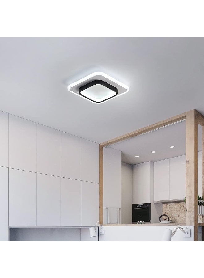 Arabest LED Ceiling Light 22W Modern Ceiling Lamp, Cool White 6500K 9.5 Inch Square Close to Ceiling Lights for Bedroom Hallway Office Kitchen Dining Room Entrance(Black & White) - Image 2