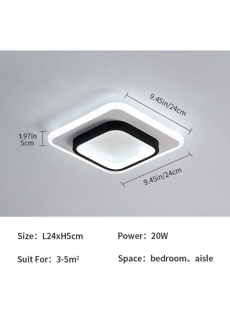 Arabest LED Ceiling Light 22W Modern Ceiling Lamp, Cool White 6500K 9.5 Inch Square Close to Ceiling Lights for Bedroom Hallway Office Kitchen Dining Room Entrance(Black & White) - Image 5
