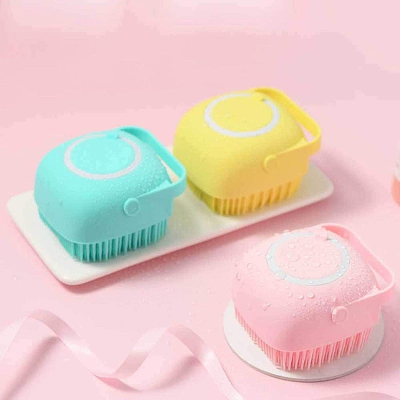 Shopfleet Combo Silicone Soft Bath Body Brush with Shampoo Dispenser Bath Back belt Ultra Exfoliating Scrubber Deep Cleaning Gentle Massage Exfoliation Kids Men Women (Multicolor) - Image 4