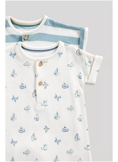 mothercare Stripe and Printed Rompers - 2 Pack  - Image 2