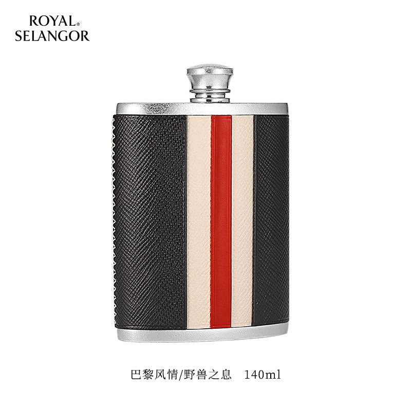 Royal Selangor Imported Handcrafted Small Wine Pot with Traditional Gold-Plating and Carved Cowhide Design - Portable Drinking  Set - Image 1