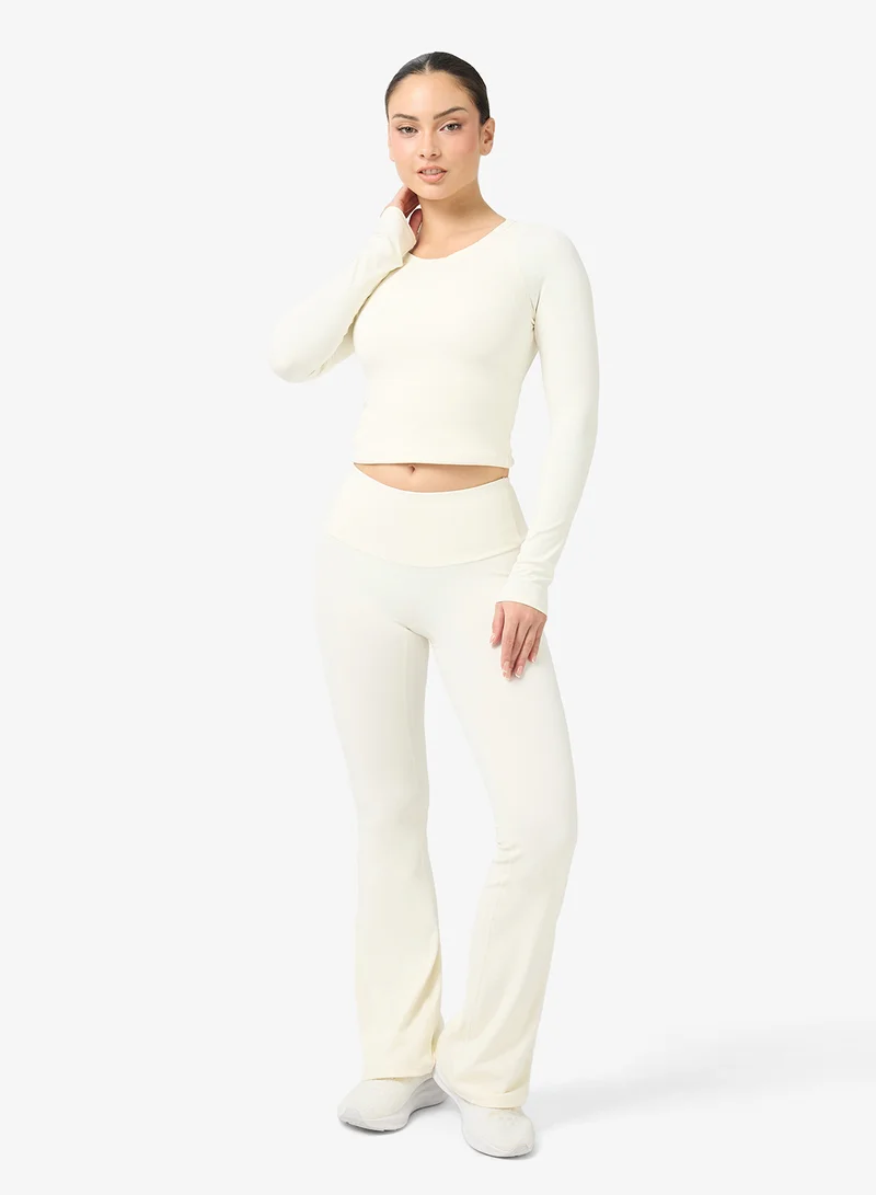 FRWD  Soft Touch Fitted Seamless Top & Flared Legging Set for Women | Best Price UAE