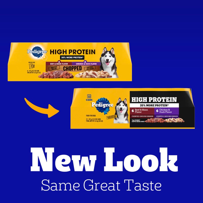 Pedigree High Protein Wet Dog Food, Chicken Duck & Beef Bison Flavor Multipack 13.2 oz. Cans (12 Count, Pack of 1) - Image 2