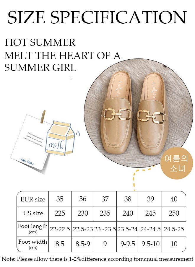 DUNISO - Women's Flat Mules Closed Toe Sandals Fashion Flats Square Toe Slip Comfortable Women Slippers Backless Slip On Loafer Shoes for Indoor & Outdoor - Image 1