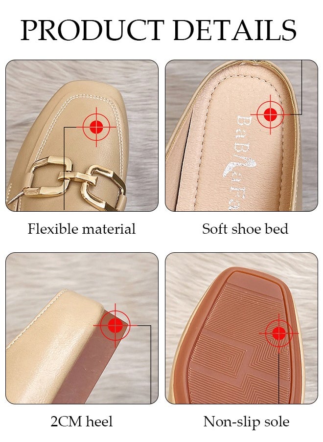 DUNISO - Women's Flat Mules Closed Toe Sandals Fashion Flats Square Toe Slip Comfortable Women Slippers Backless Slip On Loafer Shoes for Indoor & Outdoor - Image 1