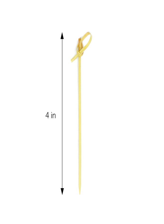 ديكور راك ديكورراك 100 عود كوكتيل من الخيزران، أسياخ من الخيزران الطبيعي معقودة حلقية بطول 4 بوصات للشواء والمقبلات (عبوة من 100 قطعة) - Image 2