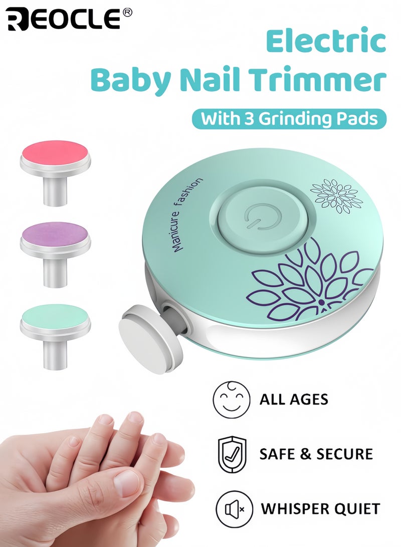 ريوكل طقم مبرد أظافر كهربائي للأطفال أداة تلميع أظافر مجموعة نظافة للأطفال ضوضاء هادئة تصميم مريح محمول مناسب للأطفال والكبار أظافر القدم واليد - Image 1