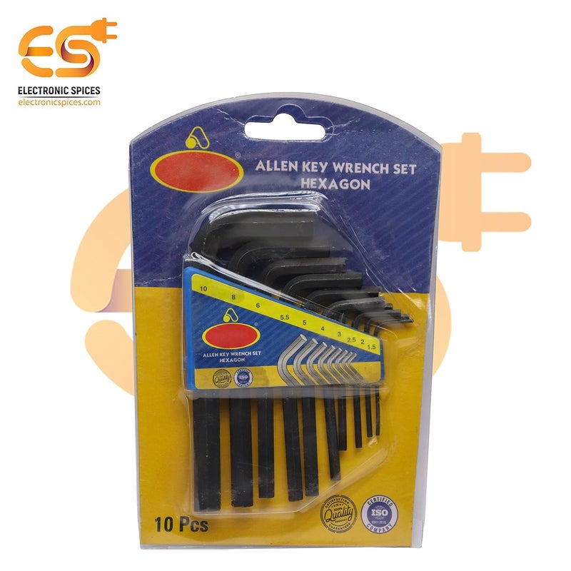 Electronicspices مجموعة مفاتيح ألين/مفاتيح سداسية 10 قطع مفاتيح ألين صغيرة – مفاتيح ألين على شكل L محمولة، فولاذ كروم فانيوم لمشاريع إلكترونية واحتياجات منزلية - Image 3