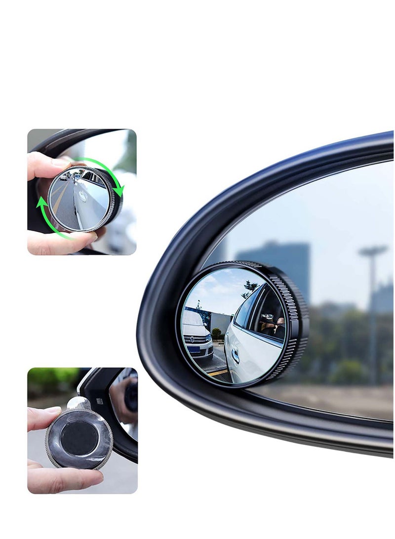 SYOSI Car Blind Spot Mirror, Round HD Glass with Framed Convex Rear View Mirror with Wide Angle Adjustable Sucker for All Universal Vehicles Car Fit Stick-on Design - Image 1