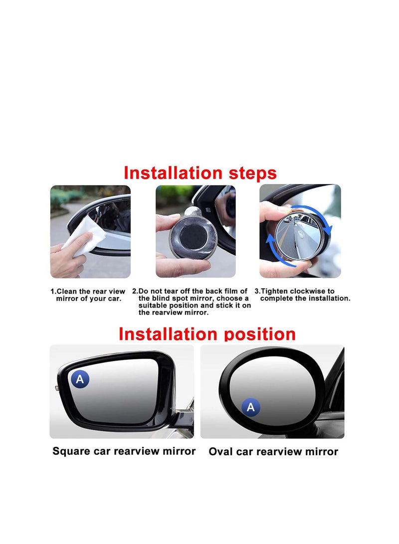 SYOSI Car Blind Spot Mirror, Round HD Glass with Framed Convex Rear View Mirror with Wide Angle Adjustable Sucker for All Universal Vehicles Car Fit Stick-on Design - Image 3