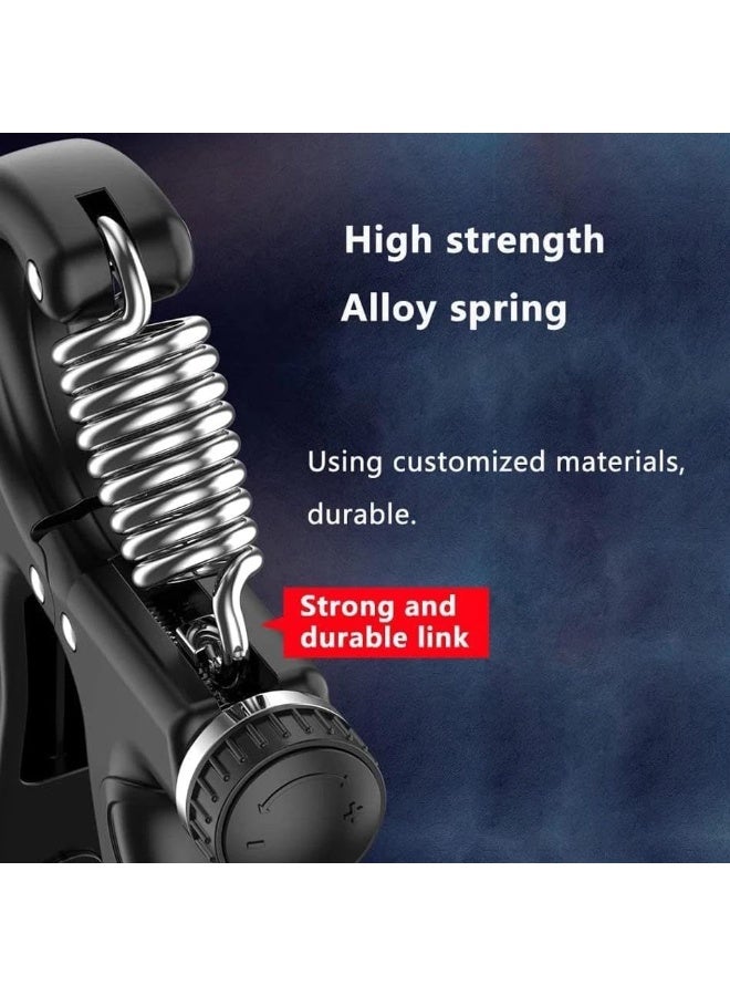 قبضة يد لتقوية القبضة مع عداد ذكي مقاوم للانزلاق – مثالي لبناء العضلات وتدريب الساعد والأصابع والمعصم، مع مقاومة قابلة للتعديل من 5 إلى 60 كغ- أسود - Image 3