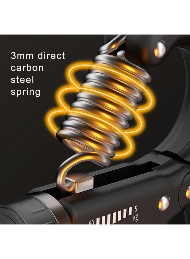 قبضة يد لتقوية القبضة مع عداد ذكي مقاوم للانزلاق – مثالي لبناء العضلات وتدريب الساعد والأصابع والمعصم، مع مقاومة قابلة للتعديل من 5 إلى 60 كغ- أسود - Image 4