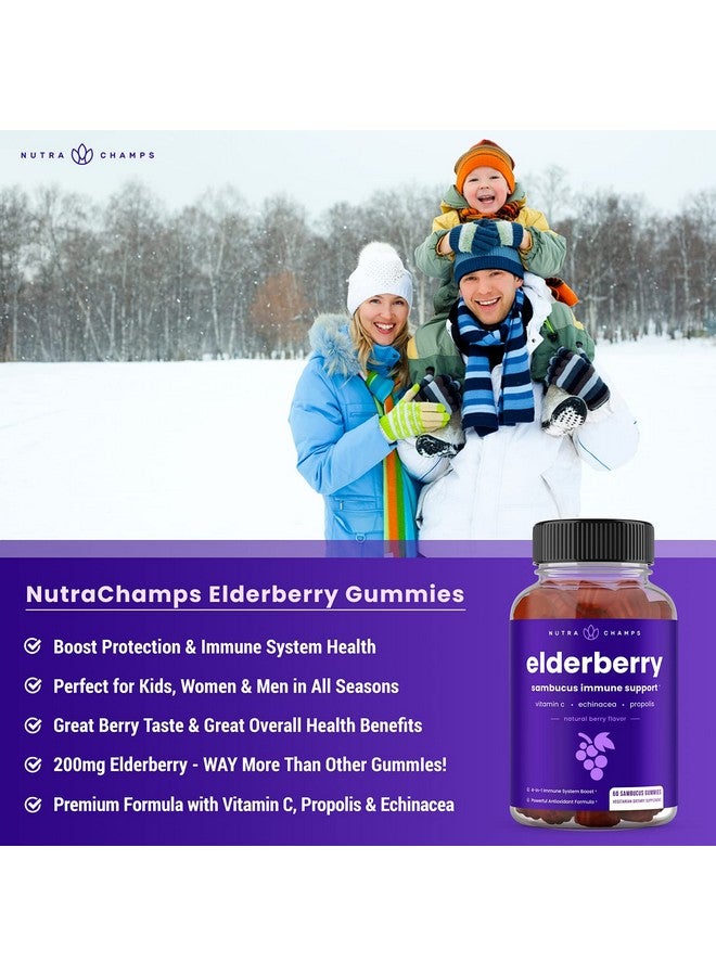 NutraChamps NutraChamps Elderberry Gummies, Sambucus Elderberry Gummies for Adults & Kids, Vitamin C, Propolis & Echinacea, Max Strength Immune Support Gummies, Natural Berry Flavor, 120 Gummies (Pack of 2) - Image 5