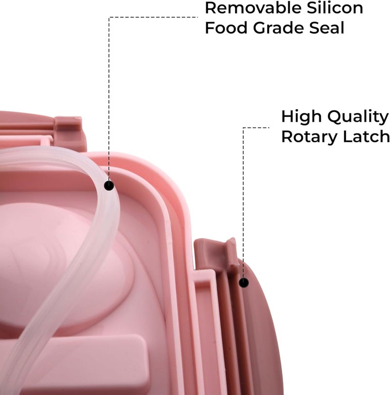 Cravista Bento Lunch Box for Adults and Kids – 1200ML Leakproof 3-Compartment Lunchbox with Spoon & Fork – BPA-Free, Microwave Safe, Durable Food Container Bento Box (Pink) - Image 4