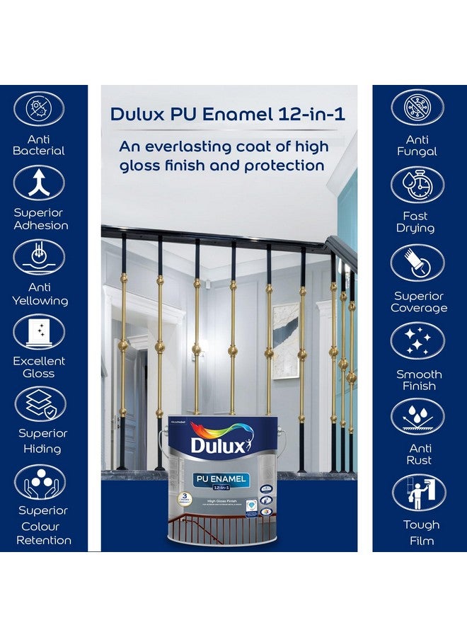 Dulux دهان ديلوكس PU إينامل رمادي دخاني 1 لتر بلمسة لامعة عالية للأسطح المعدنية والخشبية الداخلية والخارجية مع جفاف سريع ومقاومة للصدأ وتغطية كاملة - Image 2