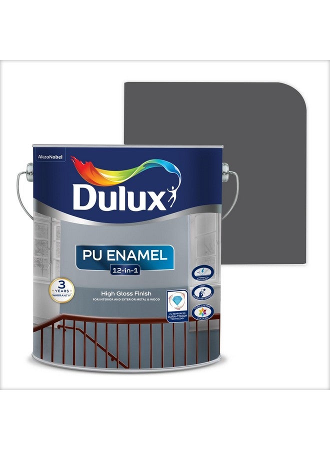 Dulux دهان ديلوكس PU إينامل رمادي دخاني 1 لتر بلمسة لامعة عالية للأسطح المعدنية والخشبية الداخلية والخارجية مع جفاف سريع ومقاومة للصدأ وتغطية كاملة - Image 1