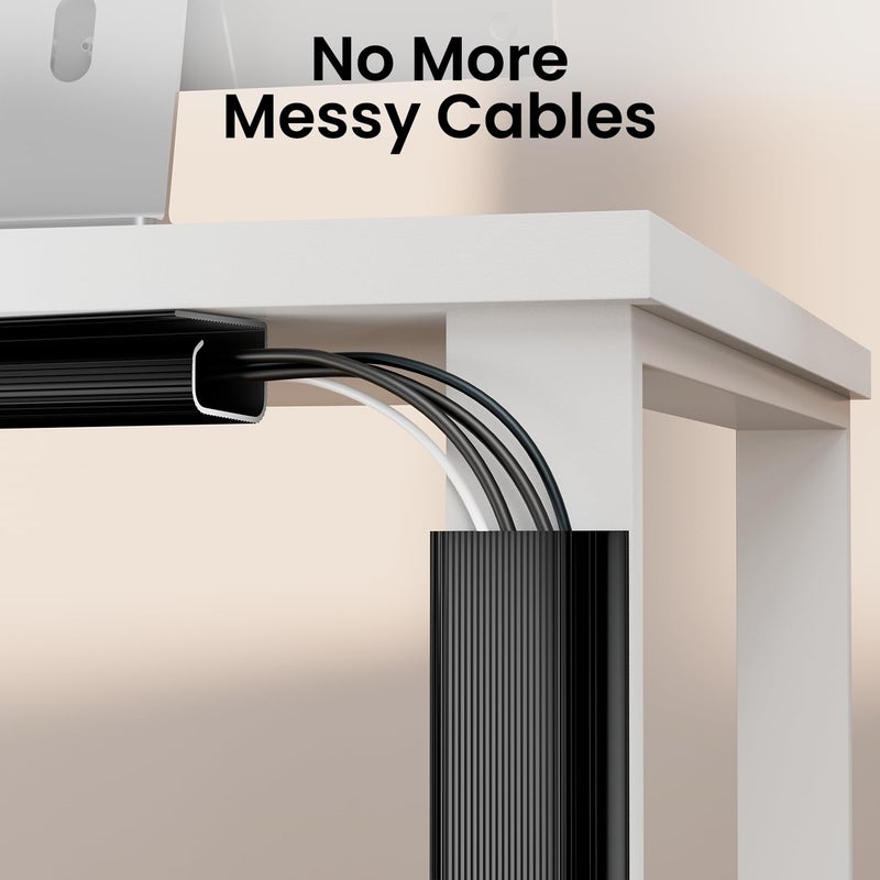 EVEO Cable Management 96'' J Channel- 6 Pack Cord Cover- Cable Raceway- Cable Management Under Desk with Adhesive Stripe Built-in 6 X 16in- Easy to Install Desk Cord Organizer- Cable Raceway, White - Image 2