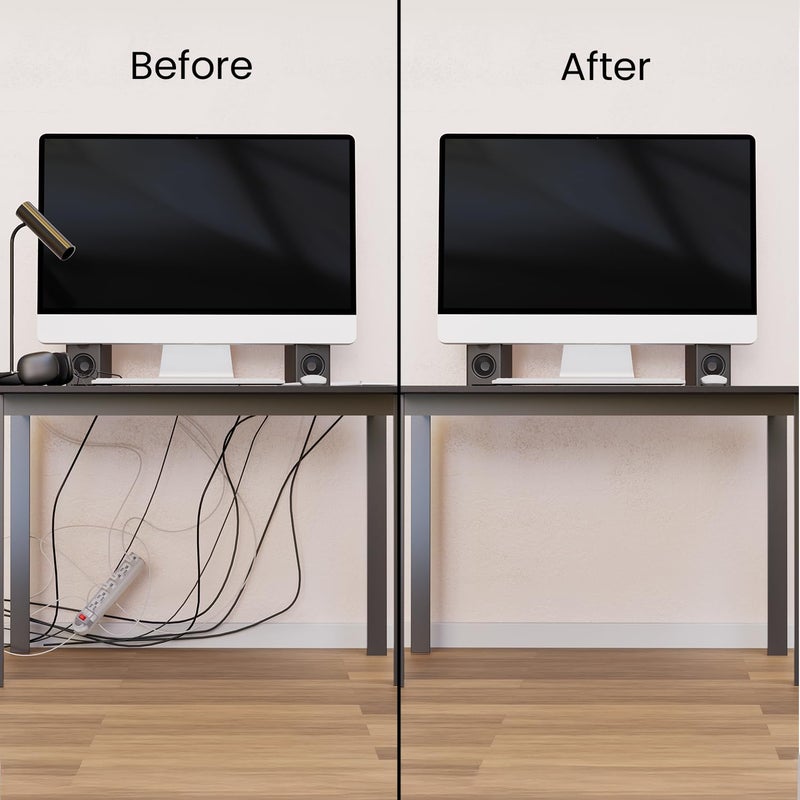 EVEO Cable Management 96'' J Channel- 6 Pack Cord Cover- Cable Raceway- Cable Management Under Desk with Adhesive Stripe Built-in 6 X 16in- Easy to Install Desk Cord Organizer- Cable Raceway, White - Image 4