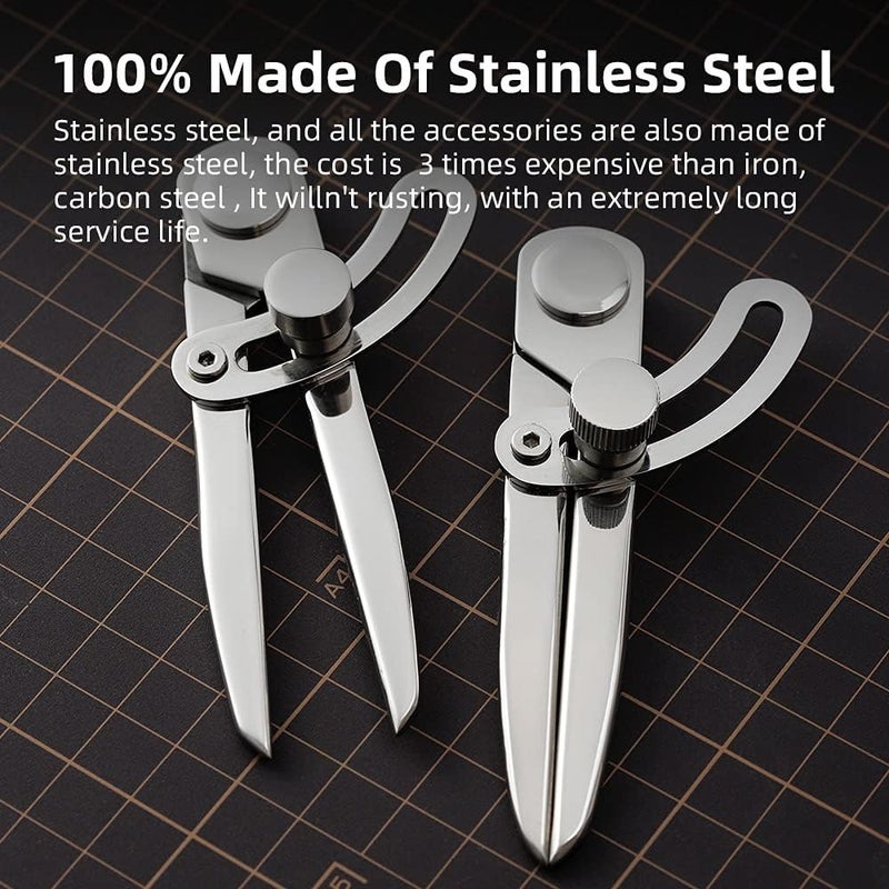WUTA Wing Divider High Polished 304 Stainless Steel Adjustable Spacing Compass Wing Divider Scriber Leather Regulation Tools Edge Creaser DIY for Woodworking Leather Marking - Image 2