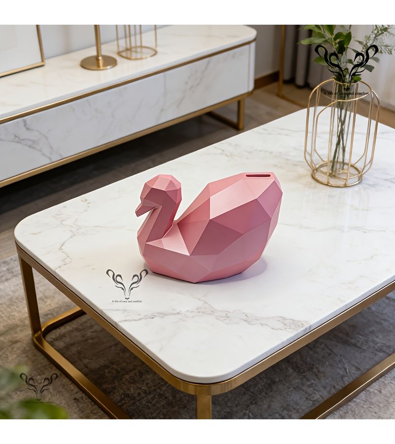 خنزير أرتستيكي وردي من resin على شكل بجعة مزخرفة - Image 5