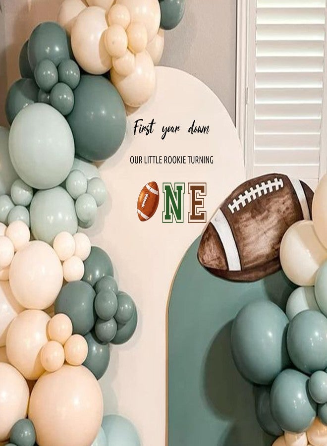 MUWEOL ملصق MUWEOL First Year Down Our Little Rookie Turning One - ملصق قوس بالونات عيد ميلاد كرة القدم الأول، ديكور حفلة عيد ميلاد المبتدئ الأول، لافتة حائط ذات طابع رياضي (ملصق لعبة الرجبي الأول) - Image 3