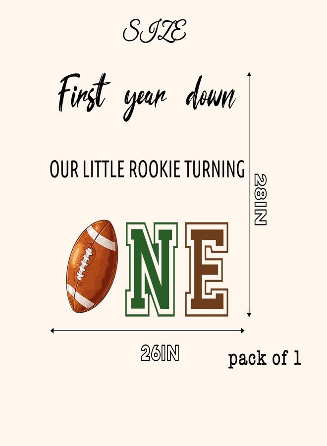 MUWEOL ملصق MUWEOL First Year Down Our Little Rookie Turning One - ملصق قوس بالونات عيد ميلاد كرة القدم الأول، ديكور حفلة عيد ميلاد المبتدئ الأول، لافتة حائط ذات طابع رياضي (ملصق لعبة الرجبي الأول) - Image 2