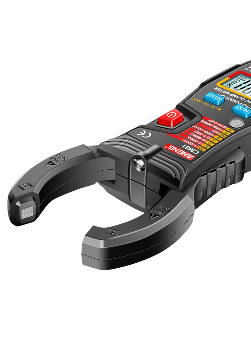 Smart AC Clamp Meter with 6000 Counts Auto Range Voltmeter, 600A Ammeter, Resistance Meter, and Flashlight - Black - Image 3