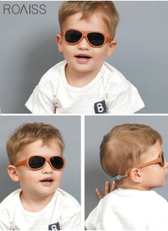 roaiss Oval Polarized Sunglasses for babies UV400 Protection Cute Beach Holiday Sun Glasses with Flexible Silicone Frame and Elastic Strap for Boys Girls Age 0-3 Orange  - Image 2