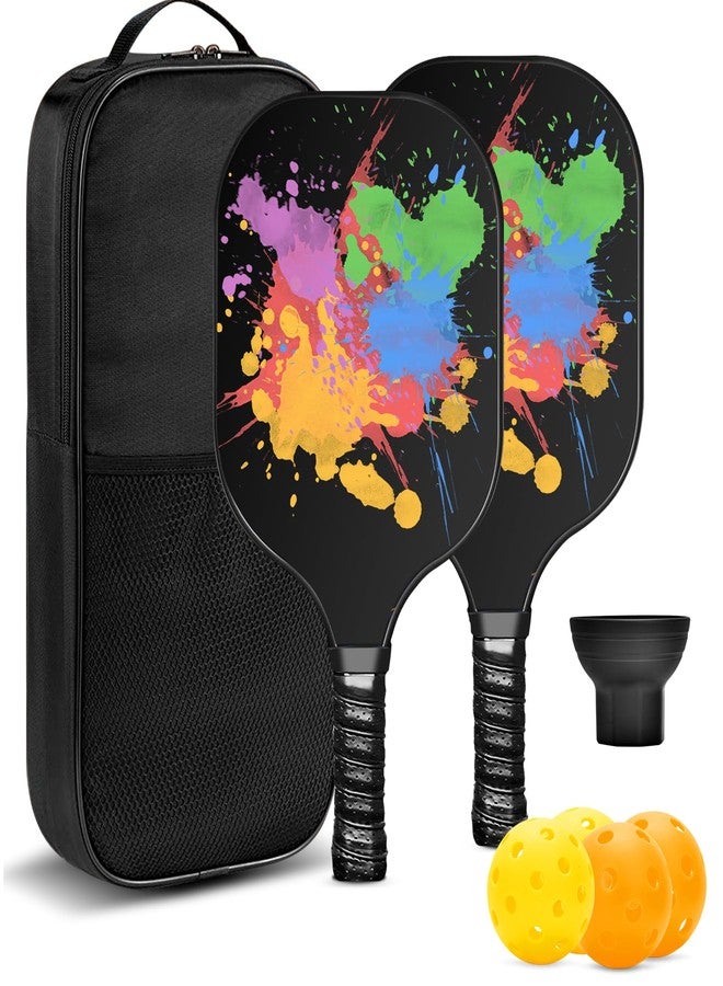 Vathery Pickle Ball Set Pickleball Paddles Set of 2 Carbon Fiber Pickleball Paddle Includes 4 Balls, 2 Ball Pickers, 1 Ball Bag Best Gifts for Junior and Professional Pickleball Equipment (Colorful) - Image 1