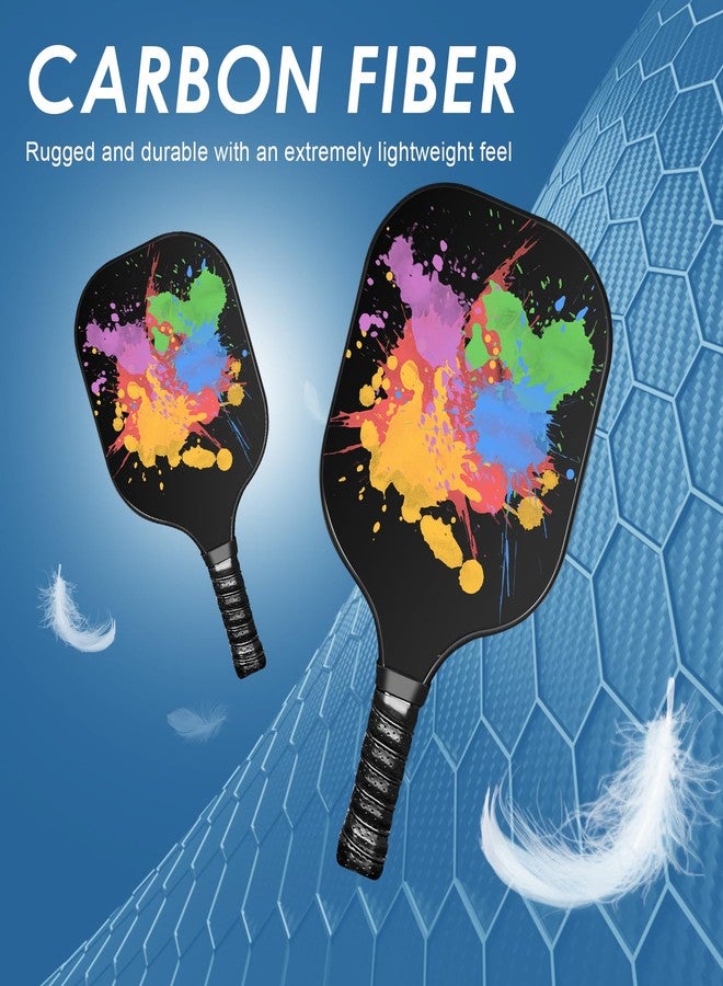 Vathery Pickle Ball Set Pickleball Paddles Set of 2 Carbon Fiber Pickleball Paddle Includes 4 Balls, 2 Ball Pickers, 1 Ball Bag Best Gifts for Junior and Professional Pickleball Equipment (Colorful) - Image 2