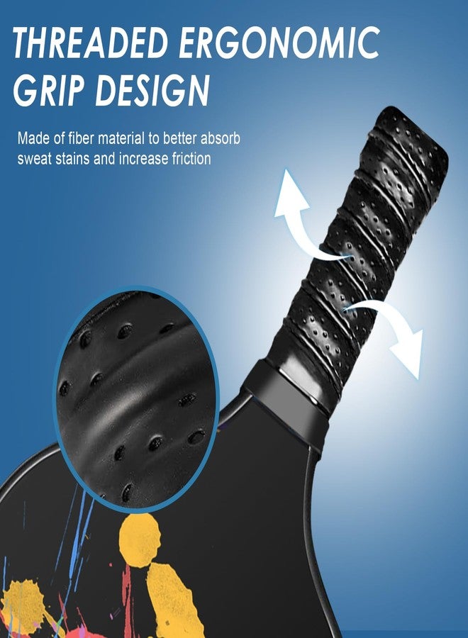 Vathery Pickle Ball Set Pickleball Paddles Set of 2 Carbon Fiber Pickleball Paddle Includes 4 Balls, 2 Ball Pickers, 1 Ball Bag Best Gifts for Junior and Professional Pickleball Equipment (Colorful) - Image 5