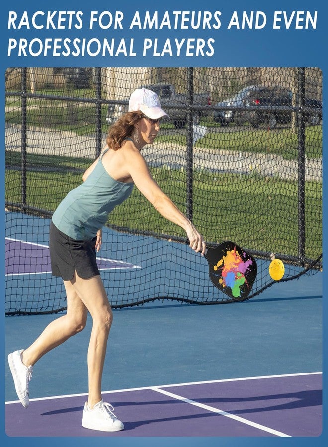 Vathery Pickle Ball Set Pickleball Paddles Set of 2 Carbon Fiber Pickleball Paddle Includes 4 Balls, 2 Ball Pickers, 1 Ball Bag Best Gifts for Junior and Professional Pickleball Equipment (Colorful) - Image 3