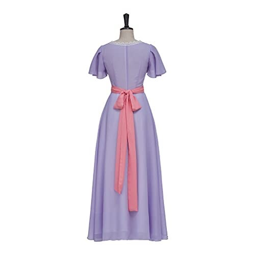 iSHOWcos Titanic Rose Cosplay Costume Swim Dress White and Purple Rose Evening Party Gown Regency Dress (White and Purple, L) - Image 5