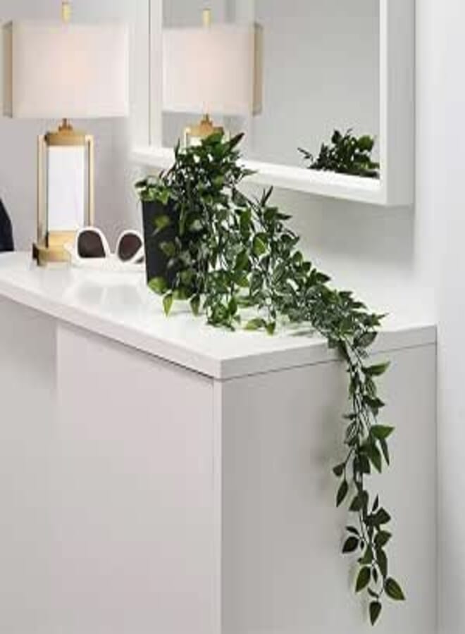 Artificial Hanging Plant Waterfall Design with 9cm Pot 70cm Long Faux Greenery for Indoor Outdoor Home Wall Decor Aesthetic Natural Greenery