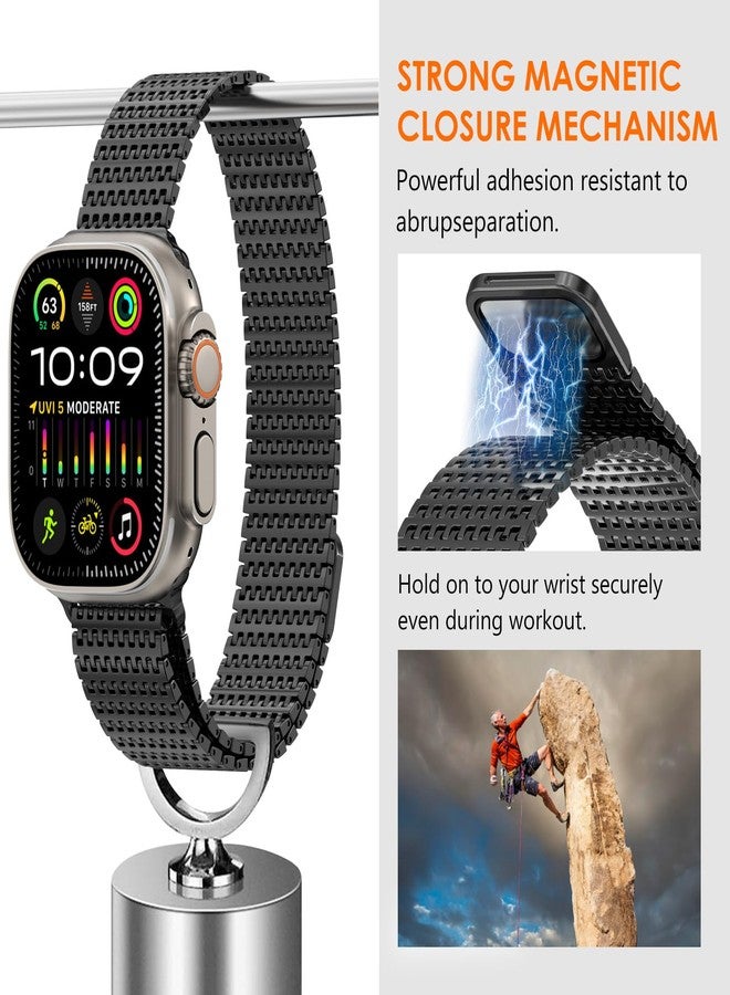 WINGLE Milanese Loop for Apple Watch Band Ultra 3/2/1 Band Ultra 49mm Series 11 10 46mm 45mm 44mm 42mm SE 3/2/1 9 8 7 6 5 4 3 2 1 Men Magnetic Metal Mesh Stainless Steel Apple Watch iWatch Bands,Black - Image 3
