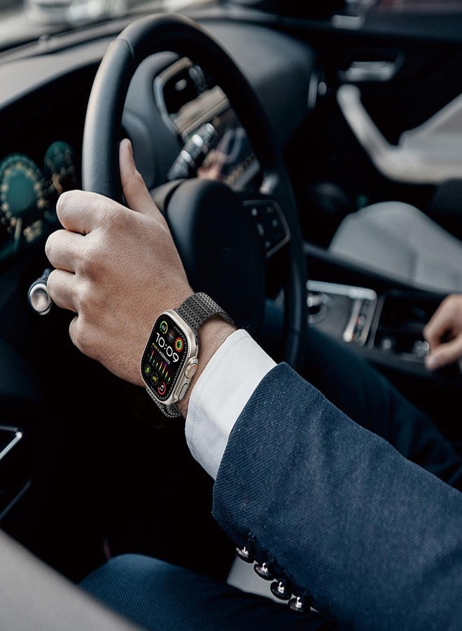 WINGLE Milanese Loop for Apple Watch Band Ultra 3/2/1 Band Ultra 49mm Series 11 10 46mm 45mm 44mm 42mm SE 3/2/1 9 8 7 6 5 4 3 2 1 Men Magnetic Metal Mesh Stainless Steel Apple Watch iWatch Bands,Black - Image 5