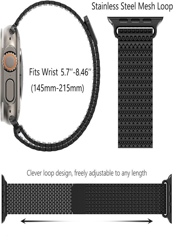 WINGLE Milanese Loop for Apple Watch Band Ultra 3/2/1 Band Ultra 49mm Series 11 10 46mm 45mm 44mm 42mm SE 3/2/1 9 8 7 6 5 4 3 2 1 Men Magnetic Metal Mesh Stainless Steel Apple Watch iWatch Bands,Black - Image 4