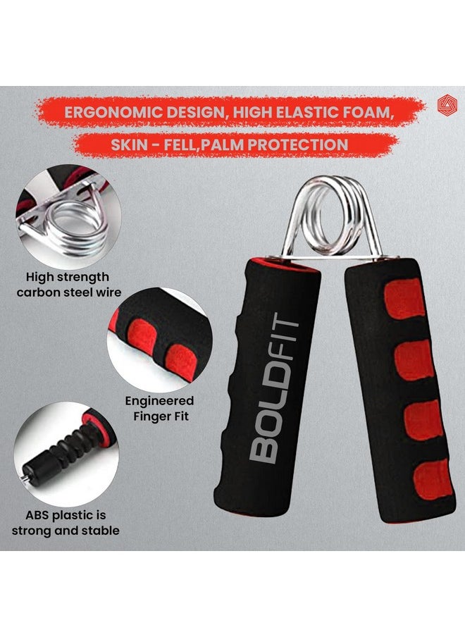 BOLDFIT - Hand Grip Strengthener With Foam Handle, Hand Gripper For Men & Women For Gym Workout Hand Exercise Equipment To Use In Home For Forearm Exercise, Finger Exercise Power Gripper Red-Black - Image 1