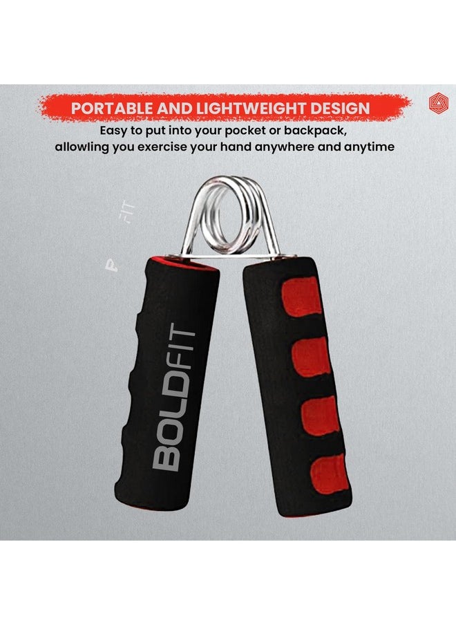 BOLDFIT - Hand Grip Strengthener With Foam Handle, Hand Gripper For Men & Women For Gym Workout Hand Exercise Equipment To Use In Home For Forearm Exercise, Finger Exercise Power Gripper Red-Black - Image 1