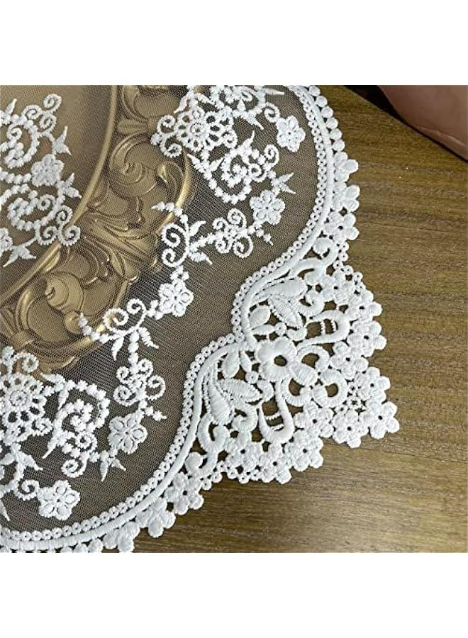 2PACK Retro French Style Lace Placemats Fashionable Floret Embroidered Lace Doilies vase mat 15”x12”,White - Image 4