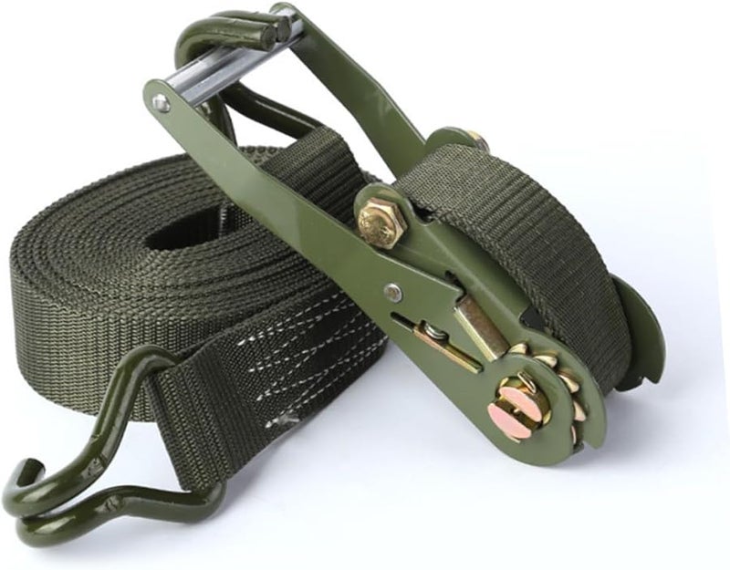 Green Heavy Duty Tie Down Straps With Hooks For Secure Cargo Bundling Motorcycle Transport - Image 2