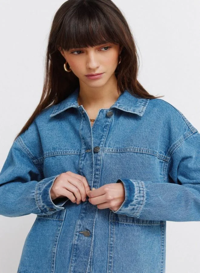 Springfield  Jacket with shirt collar. Side pockets and two chest pockets. Buttons on the front and cuffs. This garment is made with sustainable cotton. for Women | Best Price UAE