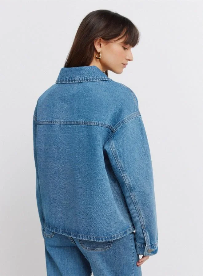 Springfield  Jacket with shirt collar. Side pockets and two chest pockets. Buttons on the front and cuffs. This garment is made with sustainable cotton. for Women | Best Price UAE