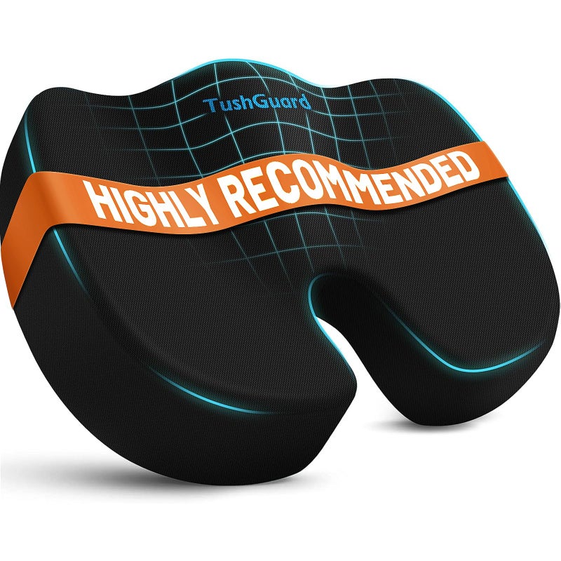 TushGuard Seat Cushion for Office Chair Memory Foam NonSlip Cushion Back Relief Chair Pad Butt Pillow for Office Chair Car Computer Desk Black