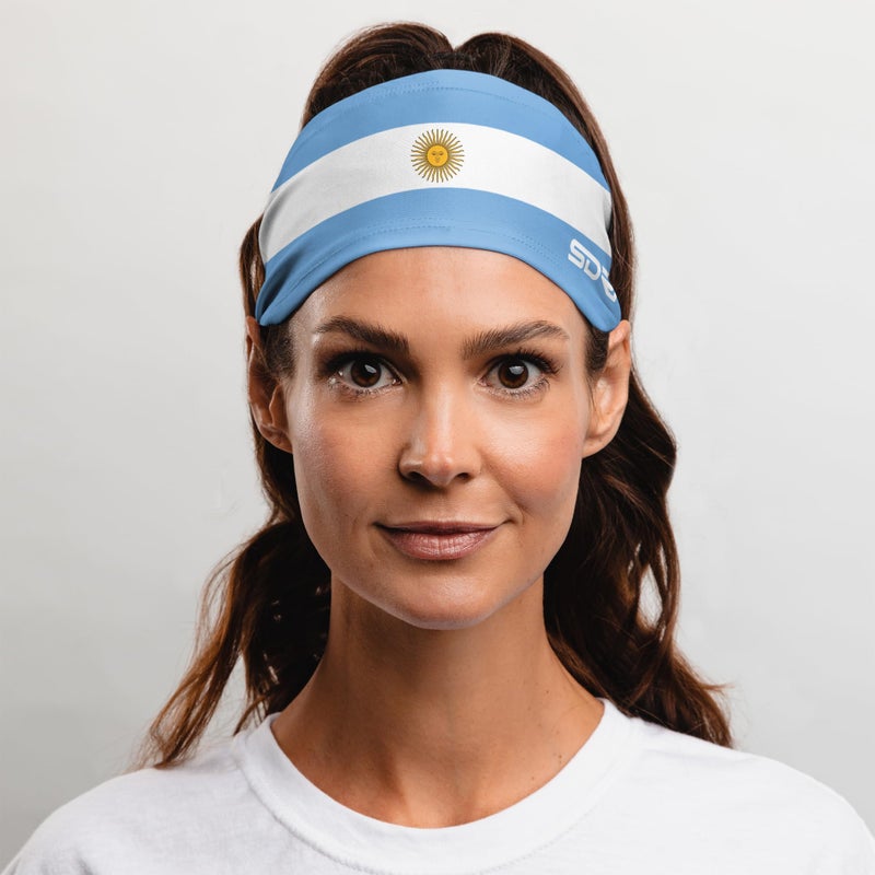 Suddora Country Flag Headbands, Wide Headbands with Argentina National Flag, Tapered Style Boho Headbands for National Sports Events, Non-Slip Fabric Sweatband for Soccer, Tennis, Workout, Costume - Image 3