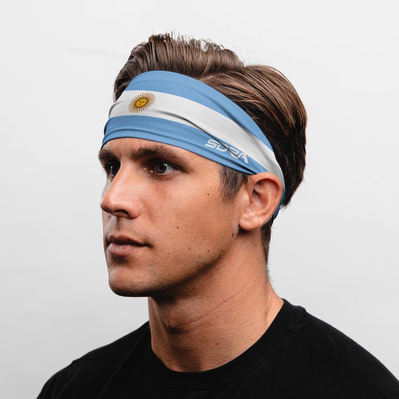 Suddora Country Flag Headbands, Wide Headbands with Argentina National Flag, Tapered Style Boho Headbands for National Sports Events, Non-Slip Fabric Sweatband for Soccer, Tennis, Workout, Costume - Image 2