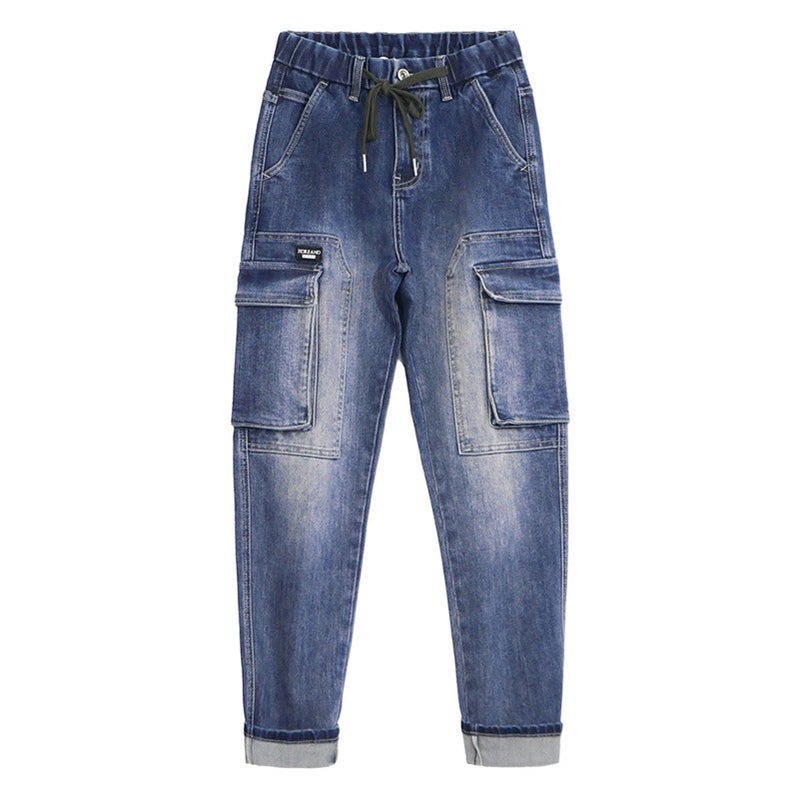 CSL men''s clothing | 6088 spring and summer new casual workwear jeans men''s loose plus size elastic waist skinny trousers - Image 2