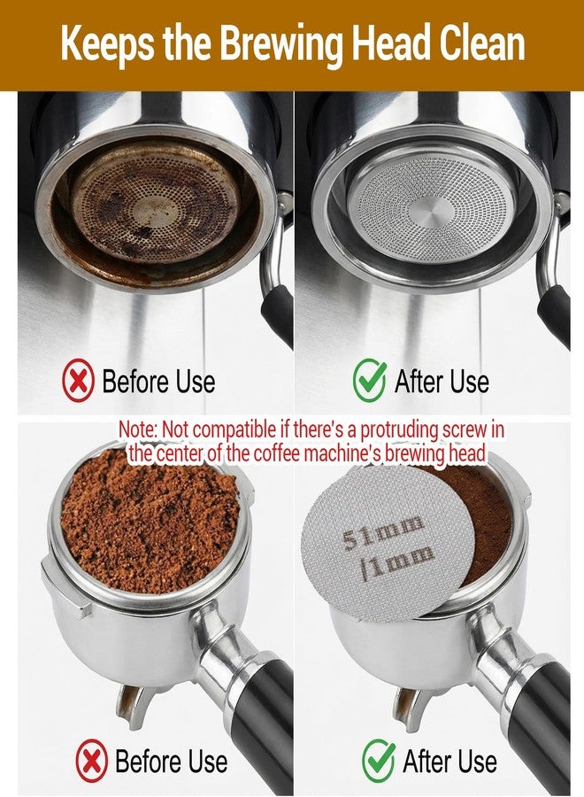 Molain 2 Pack 51mm Espresso Puck Screen, 1.7mm 1.0mm Thickness Metal Contact Screen for 52-54mm Portafilter Stainless Steel Filter Mesh Plate - Image 4