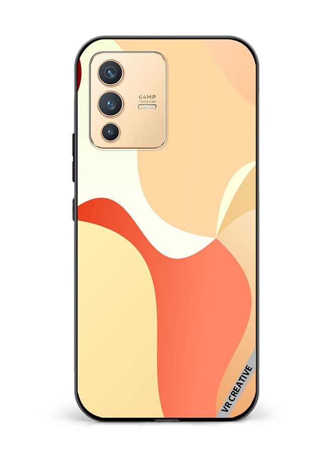 VR CREATIVE Protective Case Cover For Vivo V23 5G Light Orange Abstract Cambered Design Multicolour - Image 1
