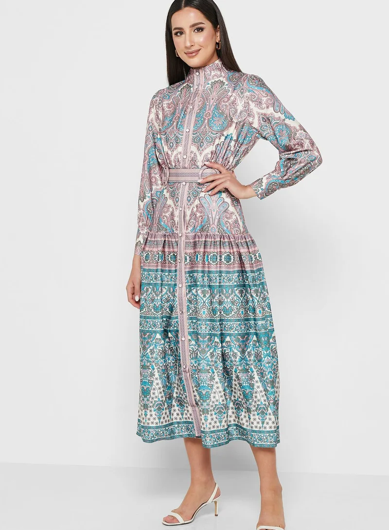Khizana Paisley Print Midi Dress